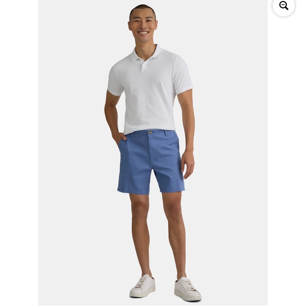 George Big Men's Stretch Twill Flat Front Shorts, 9" Inseam, Size 46 Light Blue